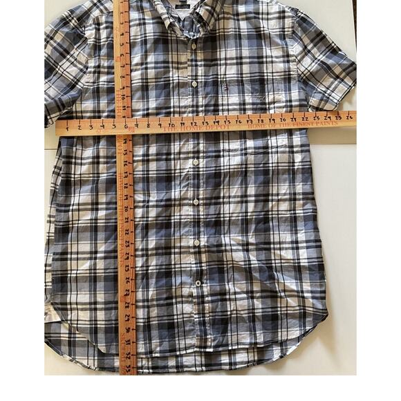 Tommy Hilfiger Men’s Plaid Button Down Shirt XXL Slim Fit Stretch Short Sleeve - Picture 3 of 5